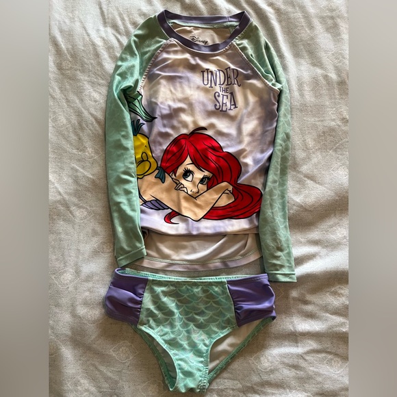 Disney Other - Disney Little Mermaid Ariel Girls Bikini Rashguard 5T